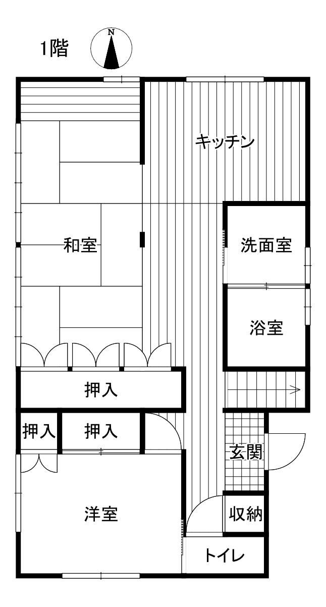 富美山町　中古住宅2階建て　4DK間取・配置図